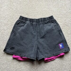 Vtg Nike Challenge Court Shorts XL Andre Agassi Tennis 90s Pink Acid Wash Denim